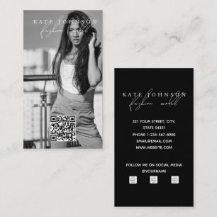 Black & White Custom Photo Portrait Template Business Card