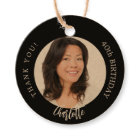 Black white custom photo thank you birthday