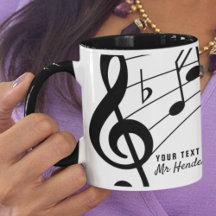 Black & White Custom Text Music Teacher/Student