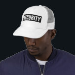 Black White Custom Text Security Template Unisex Trucker Hat<br><div class="desc">Add Image Company Logo Text Here Modern Elegant Template Men's Women's Unisex Security Member Black White Baseball Cap / Trucker Hat.</div>