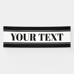 Black & White Custom Text Stripe Banner