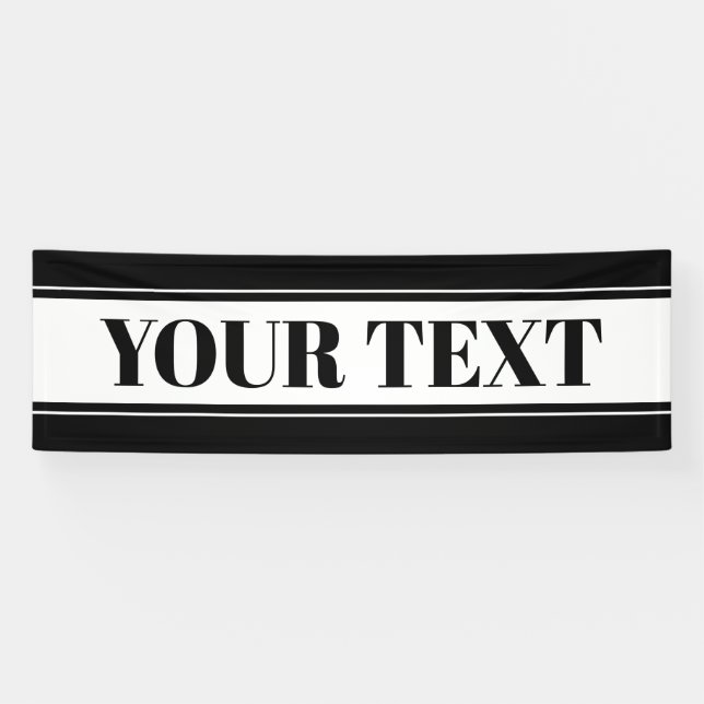 Black & White Custom Text Stripe Banner (Horizontal)
