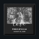 Black White Custom Wedding Photo Simple Elegant Magnet<br><div class="desc">Customise your pre-wedding photo into a simple black and white style to make a stylish design for your special day. The design has white modern calligraphy and modern texts on the lower side which can be customised to your preference. Please visit my collection for matching items.</div>