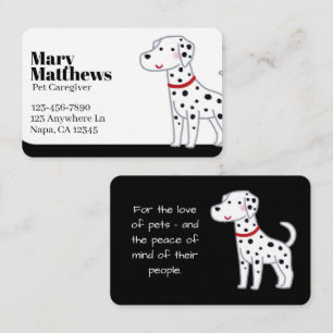 Black & White Customisable Heartfelt Pet Sitter Business Card