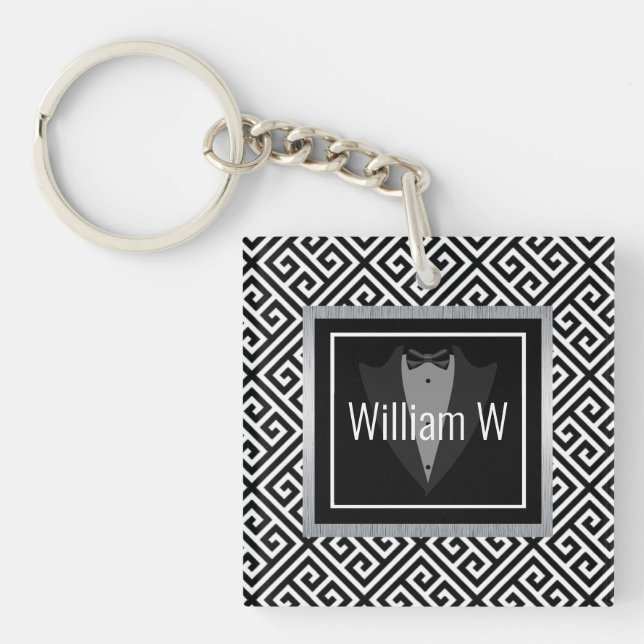 Black & white customisable key ring (Front)