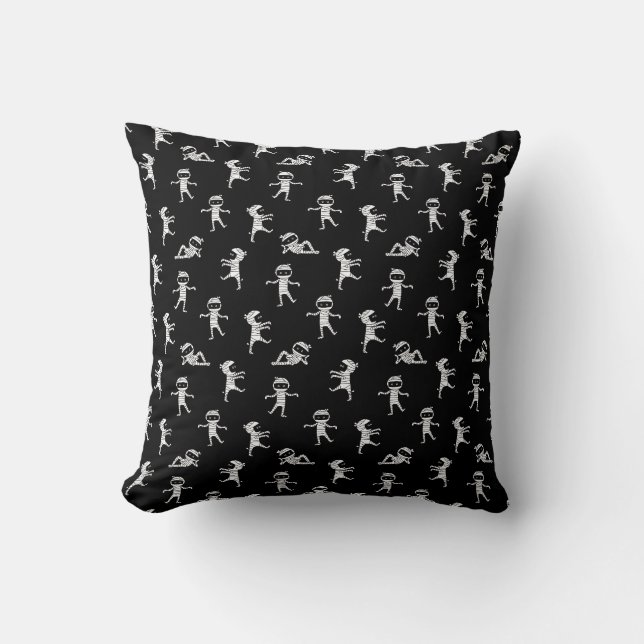 Black white Cute mummy seamless pattern Cushion (Front)