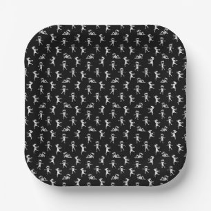 Black white Cute mummy seamless pattern Paper Plate