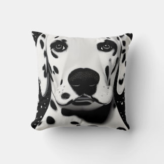 Black & White Cute Retro Dalmatian Puppy Cushion