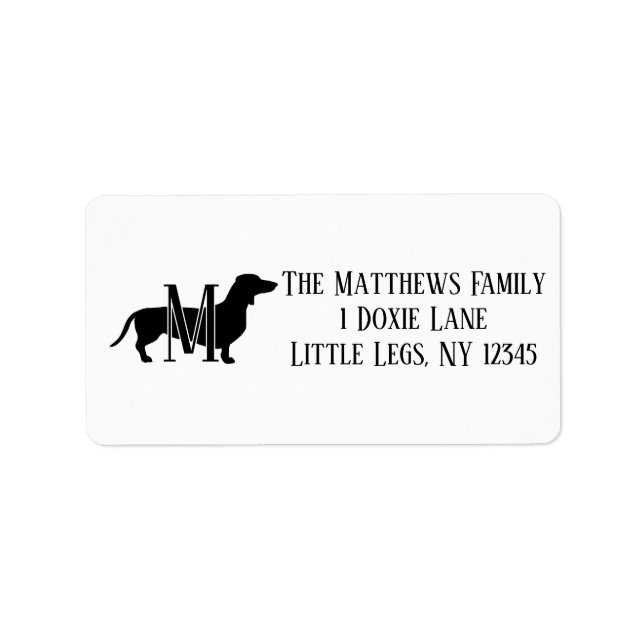 Black & White Dachshund Silhouette Label (Front)