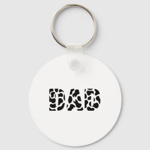 Black White Dad Cow Print Cowboy Animal Pattern Fa Key Ring