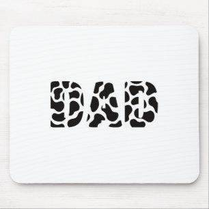 Black White Dad Cow Print Cowboy Animal Pattern Fa Mouse Pad