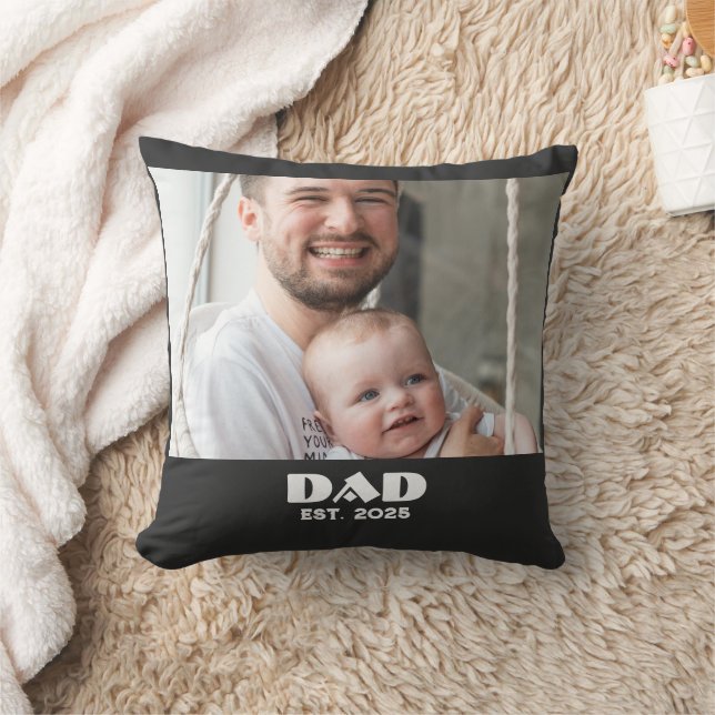 Black White Dad Established Bold Photo Cushion (Blanket)