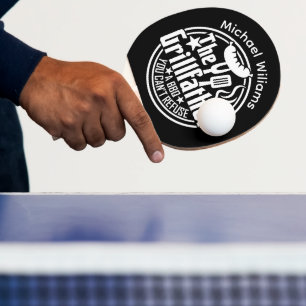 Black White Dad Personalised BBQ Grillfather Ping Pong Paddle