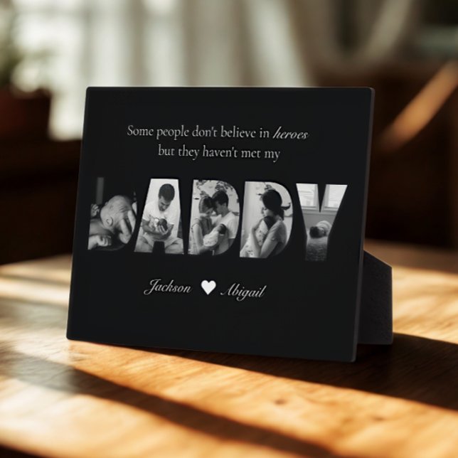 Black & White Daddy Photo Collage Keepsake Gift Plaque (Creator Uploaded)