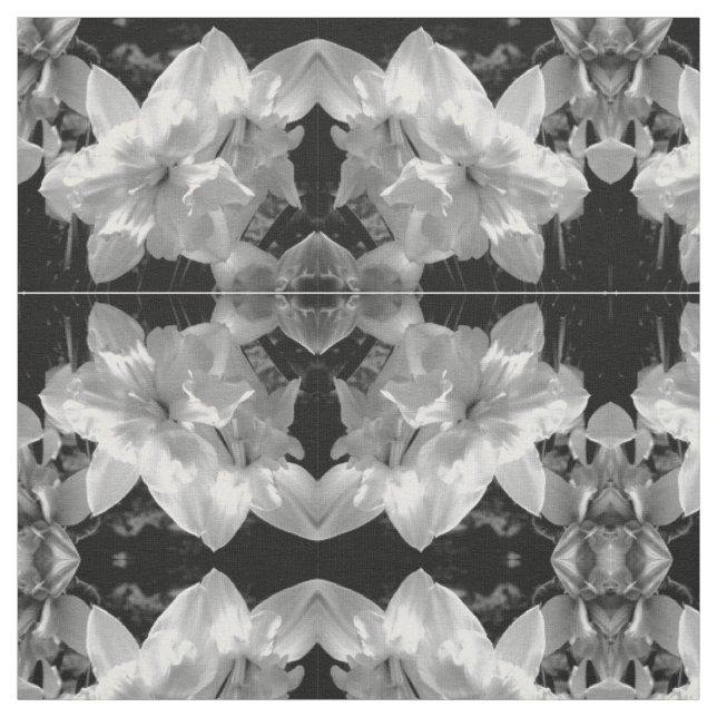 Black & White Daffodil Fabric (Swatch)