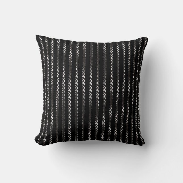 Black white dainty stripe pattern cushion (Front)