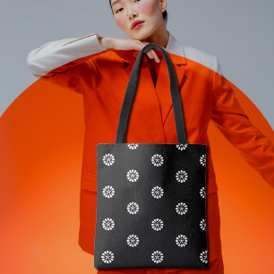 Black&white daisy - Art Deco pattern Tote Bag