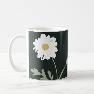 Black-White Daisy & Custom Text Modern Farmhouse Coffee Mug