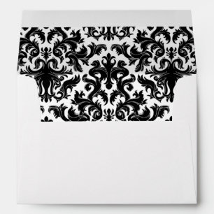 Black, White Damask A7 Envelope for 5"x7" Sizes