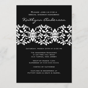 Black & White Damask Bridal Shower Invitation