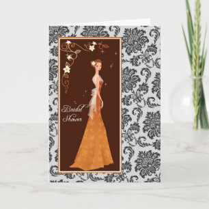 Black & White Damask Bridal Shower Invitation Card