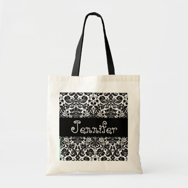 BLACK & WHITE Damask Bridesmaid Wedding  Bag (Front)