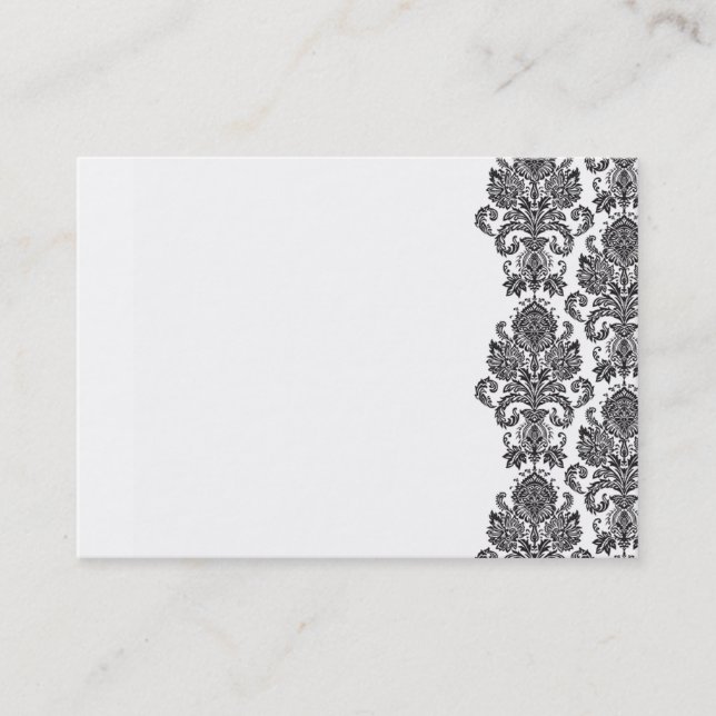 Black White Damask Business Card (Front)