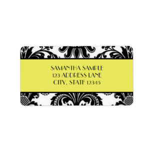 Black & White Damask, Canary Yellow Label