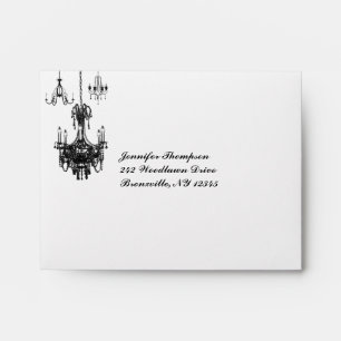 Black, White Damask Chandeliers A2 Envelope