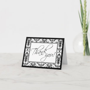Black & White Damask Custom Thank You Card