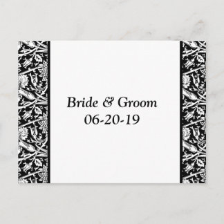 Black White Damask Customisable Save The Dates Announcement Postcard