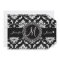 Black White Damask Initial Wedding Invitation