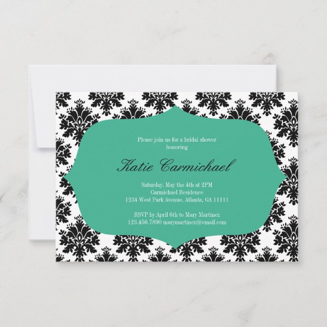 Black & White Damask Invitation (Front)