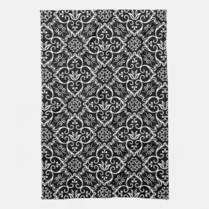 Black & White Damask Kitchen Towel