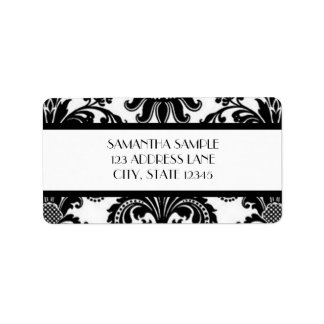 Black & White Damask Label