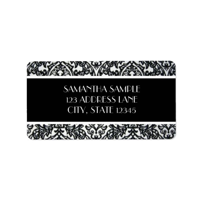 Black & White Damask Label (Front)