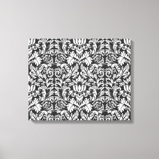 Black White Damask Lace Brocade Canvas Print (Front)