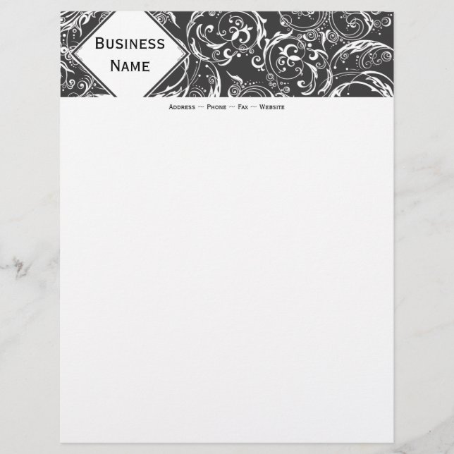 Black & White Damask Letterhead (Front)