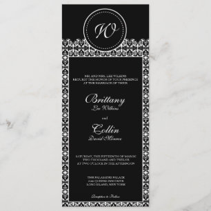 Black & White Damask Monogram Wedding Invitation