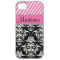 Black & White Damask / Pink Stipes Rhinestone Case