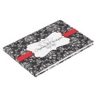 Black White Damask Red Stripe Wedding Guest Book