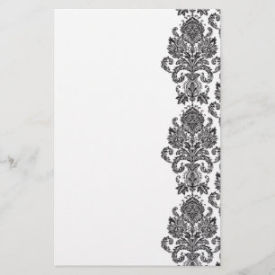 Black White Damask Stationery