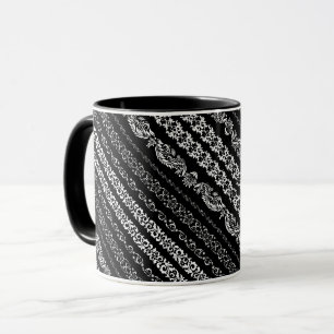 Black white damask stripes pattern mug