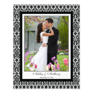Black White Damask Template Photographic Print
