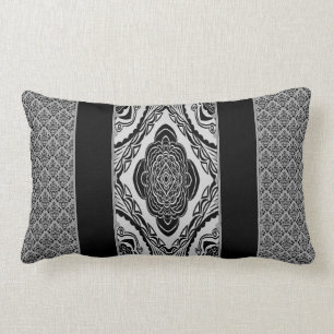 Black & White Damask Throw Pillow Lumbar
