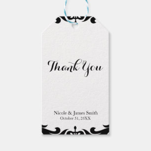 Black & White Damask Vintage Wedding Event Favour Gift Tags