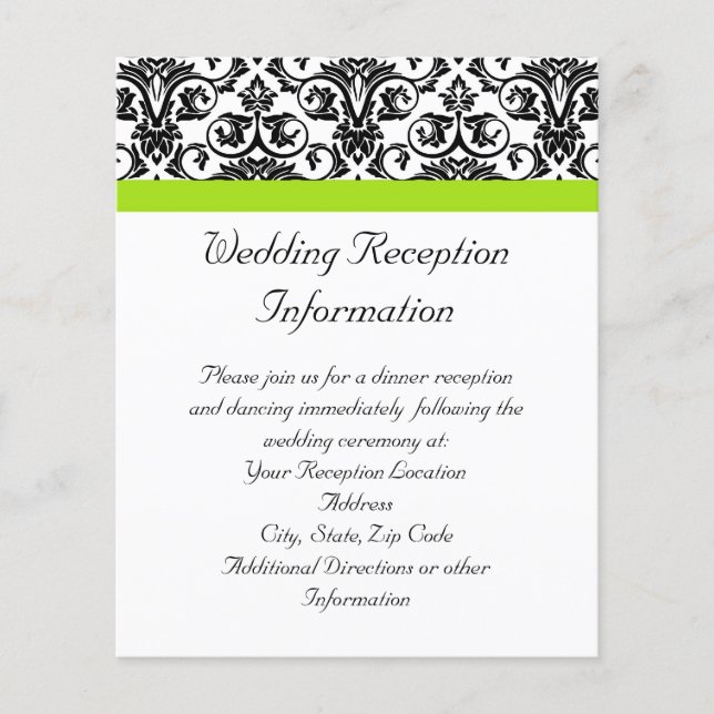 Black/White Damask w/Chartreuse Green Accent Strip (Front)