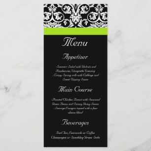 Black/White Damask w/Chartreuse Green Accent Strip Menu