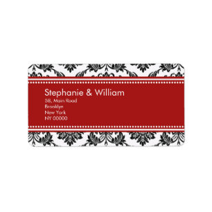 Black & White Damask Wedding Address Labels