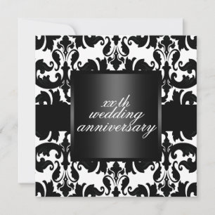 Black & White Damask Wedding Anniversary Invite